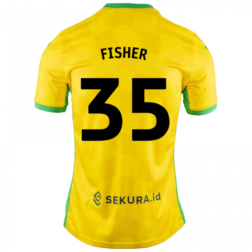 Niño Camiseta Kellen Fisher #35 Amarillo Verde 1ª Equipación 2024/25 La Camisa Perú