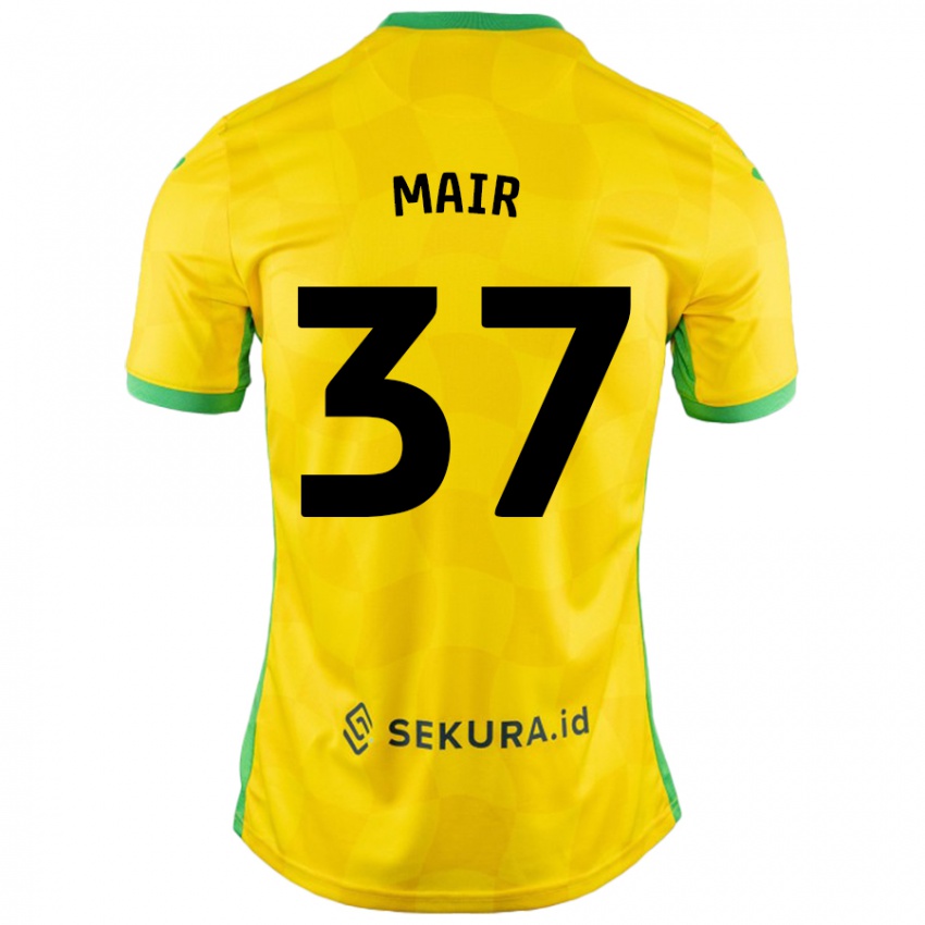 Niño Camiseta Archie Mair #37 Amarillo Verde 1ª Equipación 2024/25 La Camisa Perú