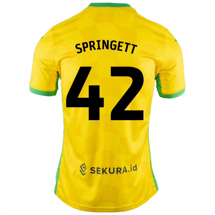 Niño Camiseta Tony Springett #42 Amarillo Verde 1ª Equipación 2024/25 La Camisa Perú