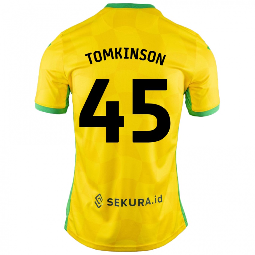 Niño Camiseta Jonathan Tomkinson #45 Amarillo Verde 1ª Equipación 2024/25 La Camisa Perú