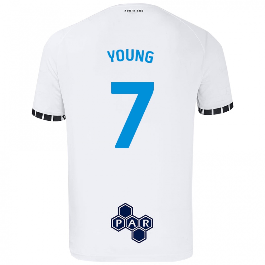 Niño Camiseta Danielle Young #7 Blanco 1ª Equipación 2024/25 La Camisa Perú