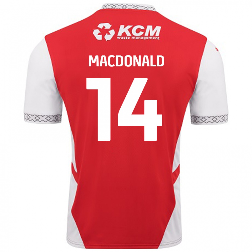 Niño Camiseta Alex Macdonald #14 Rojo Blanco 1ª Equipación 2024/25 La Camisa Perú