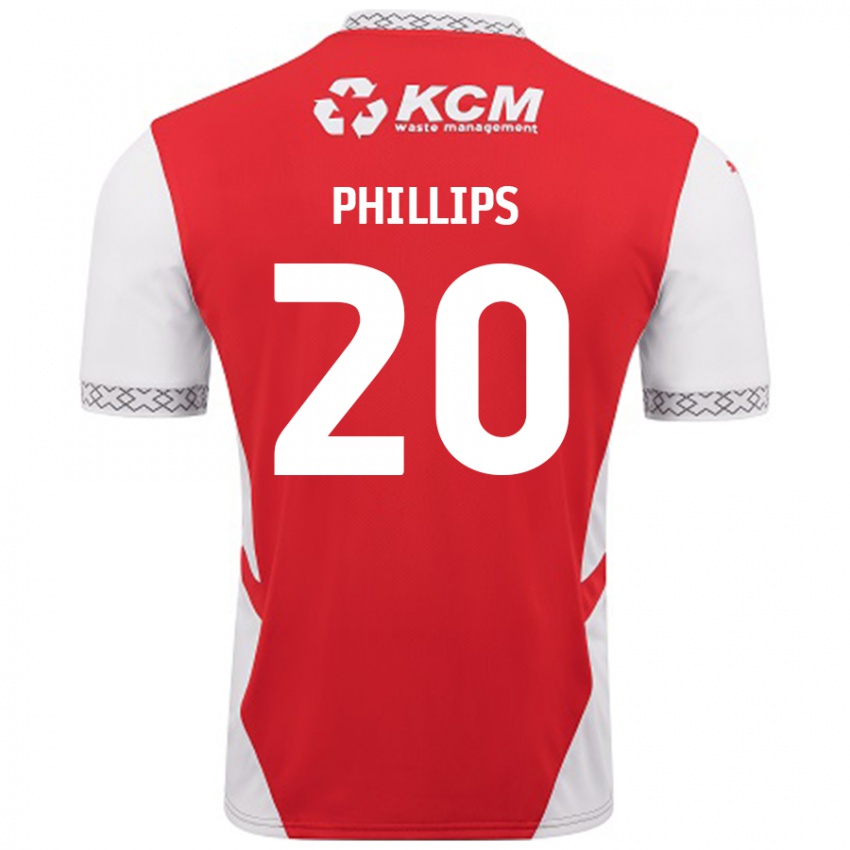 Niño Camiseta Dillon Phillips #20 Rojo Blanco 1ª Equipación 2024/25 La Camisa Perú