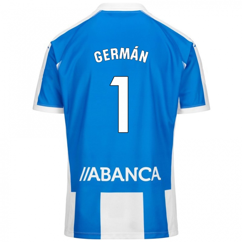 Niño Camiseta Germán Parreño #1 Azul Blanco 1ª Equipación 2024/25 La Camisa Perú