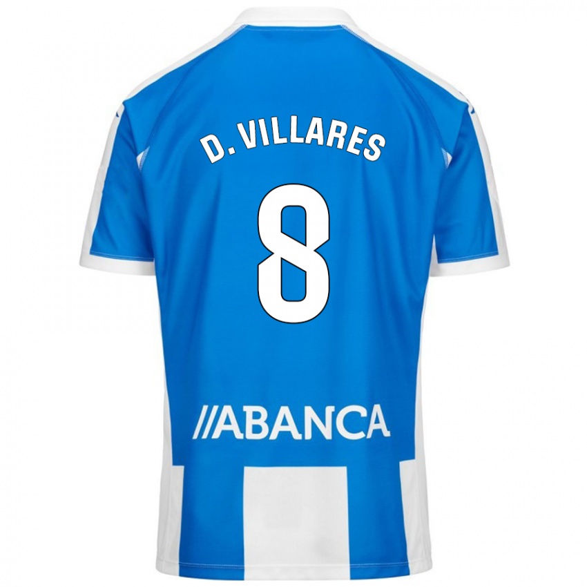 Niño Camiseta Diego Villares #8 Azul Blanco 1ª Equipación 2024/25 La Camisa Perú