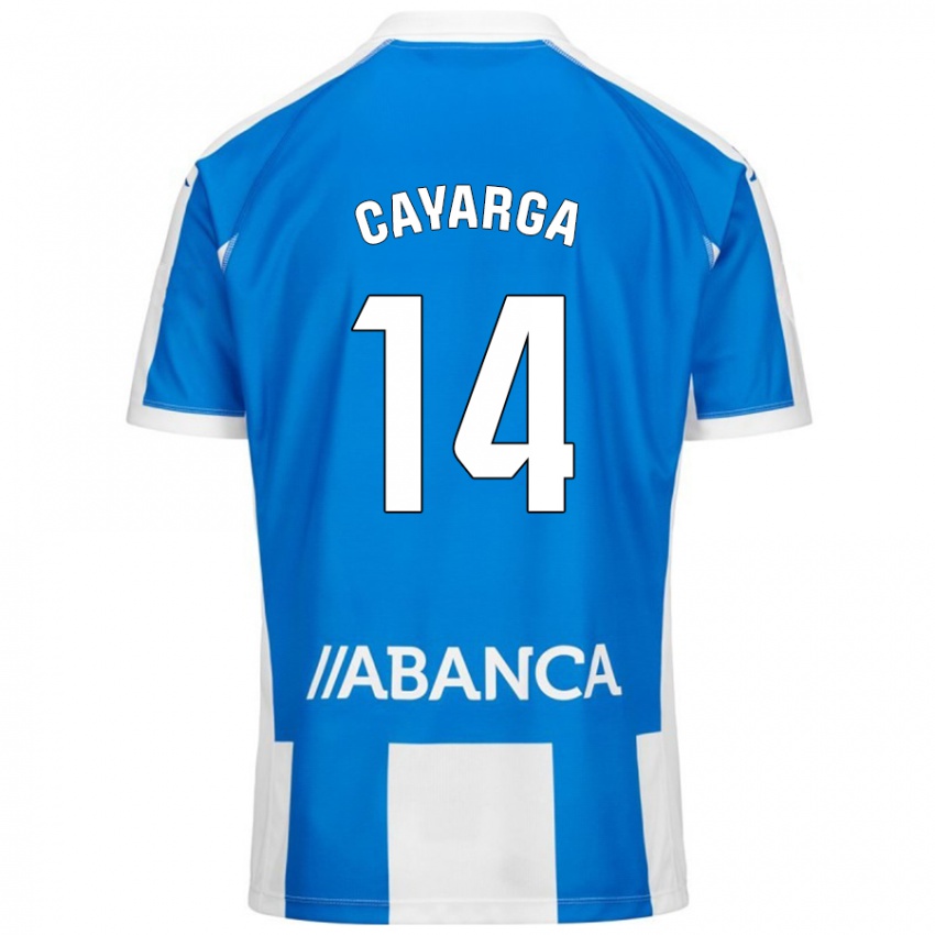 Niño Camiseta Berto Cayarga #14 Azul Blanco 1ª Equipación 2024/25 La Camisa Perú