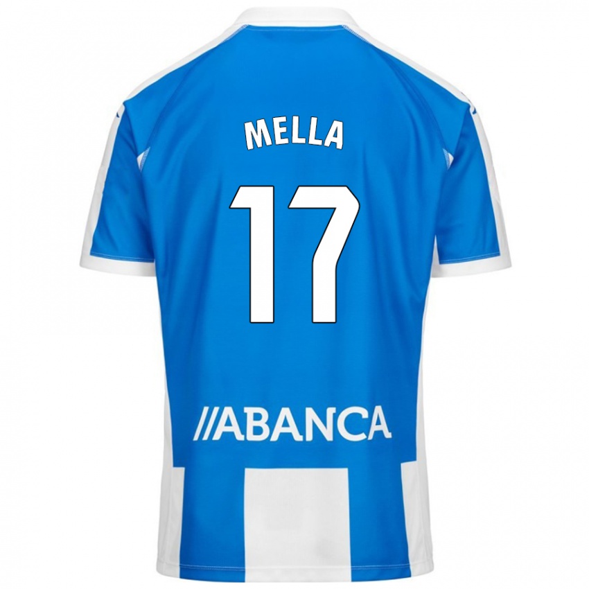 Niño Camiseta David Mella #17 Azul Blanco 1ª Equipación 2024/25 La Camisa Perú