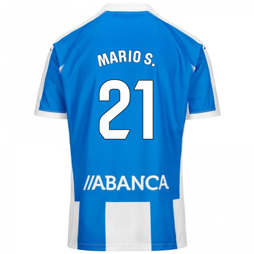 Niño Camiseta Mario Soriano #21 Azul Blanco 1ª Equipación 2024/25 La Camisa Perú