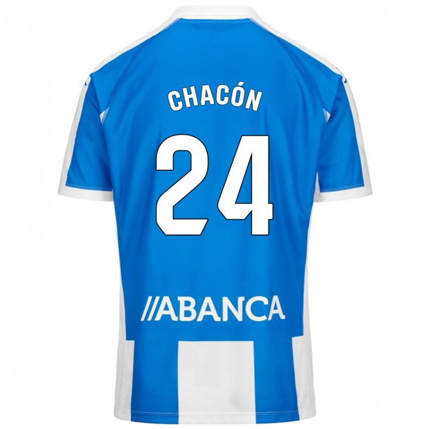 Niño Camiseta Luis Chacón #24 Azul Blanco 1ª Equipación 2024/25 La Camisa Perú