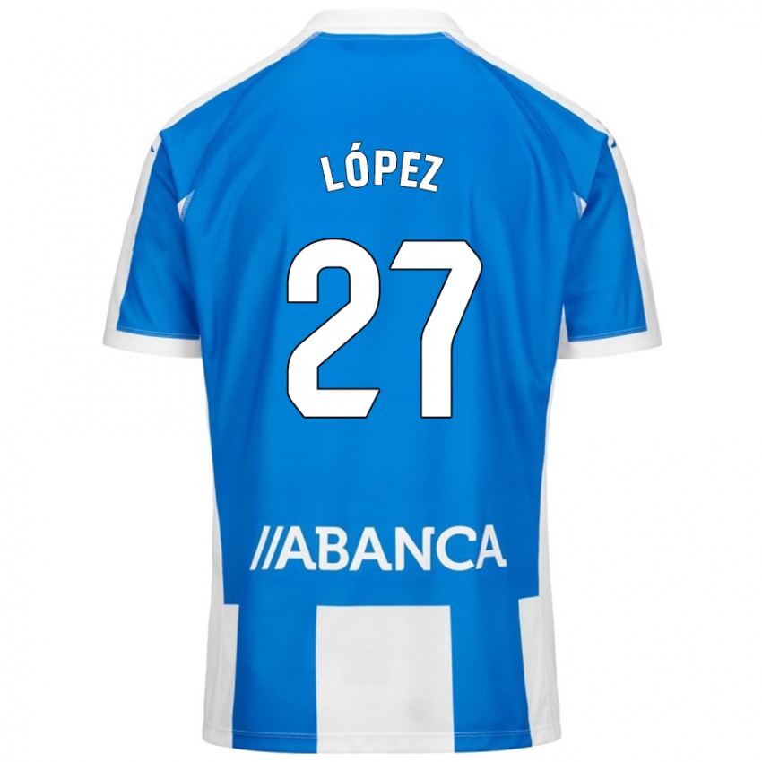 Niño Camiseta Rubén López #27 Azul Blanco 1ª Equipación 2024/25 La Camisa Perú