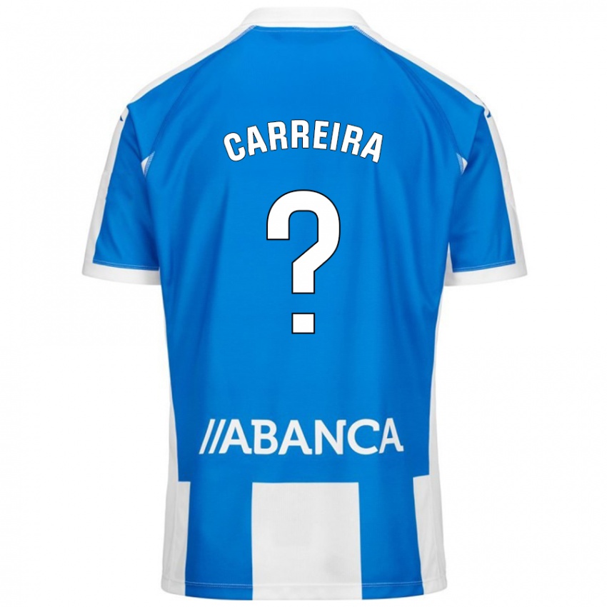 Niño Camiseta David Carreira #0 Azul Blanco 1ª Equipación 2024/25 La Camisa Perú