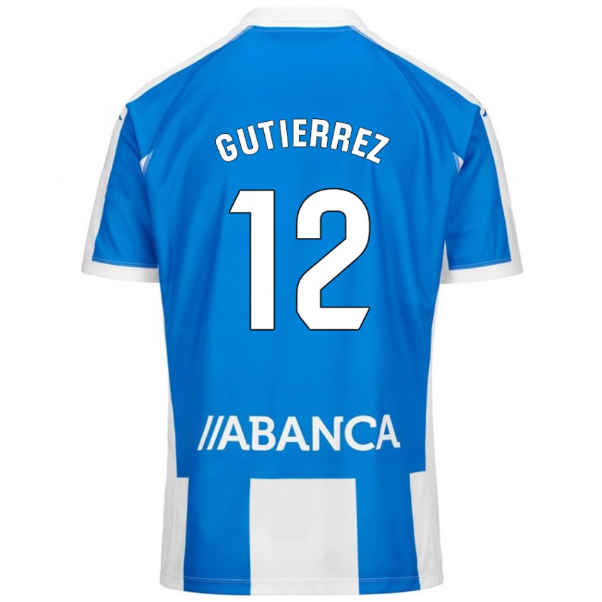 Niño Camiseta Laura Gutiérrez #12 Azul Blanco 1ª Equipación 2024/25 La Camisa Perú