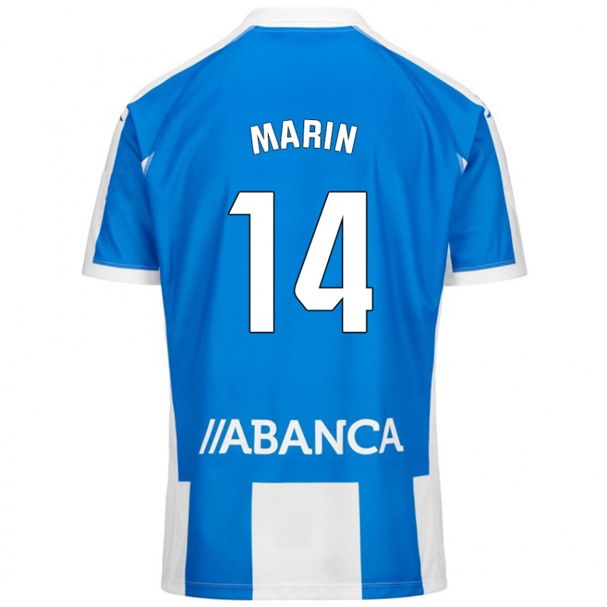 Niño Camiseta Ainhoa Marín #14 Azul Blanco 1ª Equipación 2024/25 La Camisa Perú