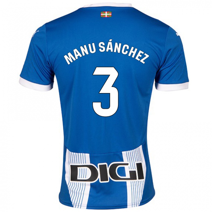 Niño Camiseta Manu Sanchez #3 Azul 1ª Equipación 2024/25 La Camisa Perú