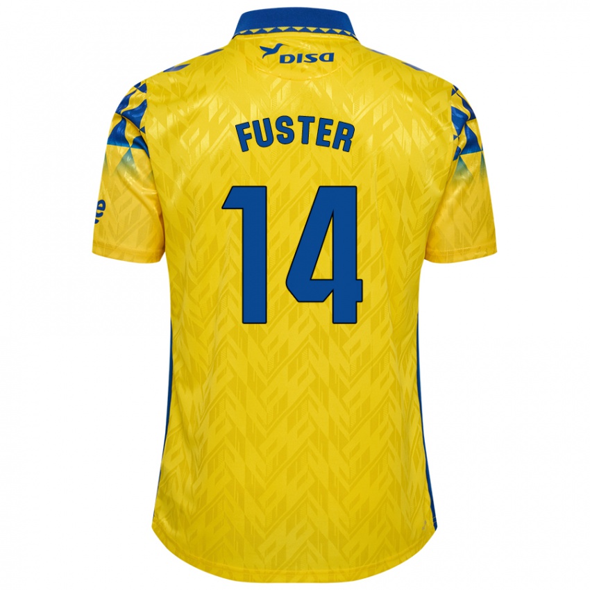 Niño Camiseta Manu Fuster #14 Amarillo Azul 1ª Equipación 2024/25 La Camisa Perú