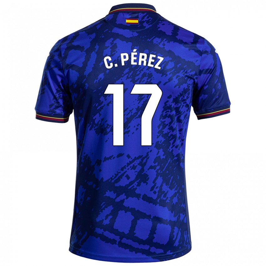 Niño Camiseta Carles Perez #17 Azul Más Oscuro 1ª Equipación 2024/25 La Camisa Perú