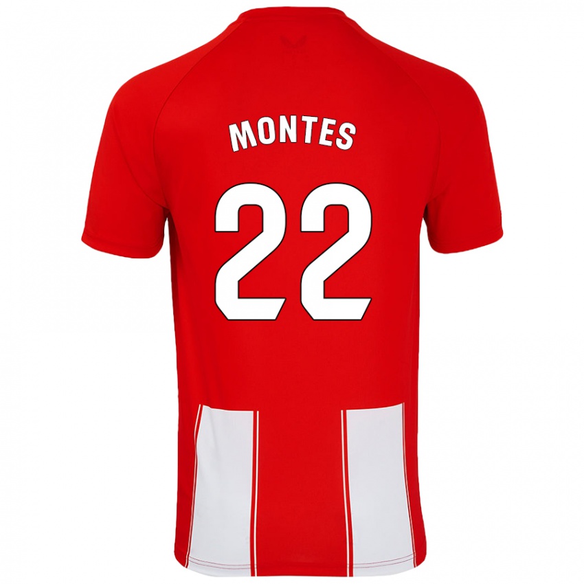 Niño Camiseta César Montes #22 Rojo Blanco 1ª Equipación 2024/25 La Camisa Perú