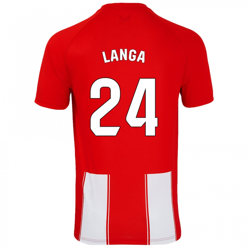 Niño Camiseta Bruno Langa #24 Rojo Blanco 1ª Equipación 2024/25 La Camisa Perú