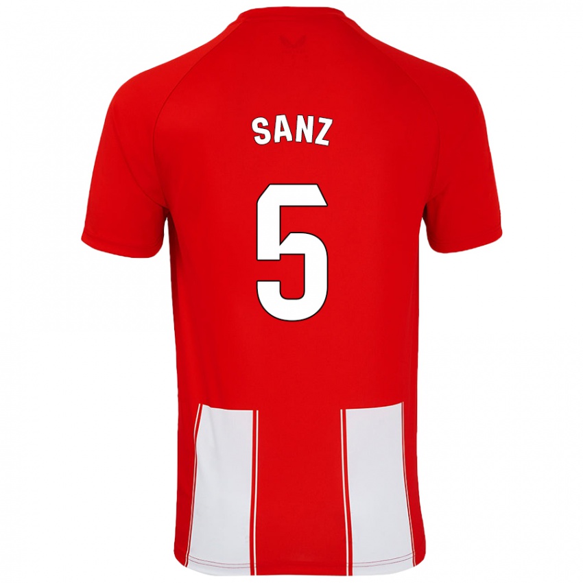 Niño Camiseta Paco Sanz #5 Rojo Blanco 1ª Equipación 2024/25 La Camisa Perú