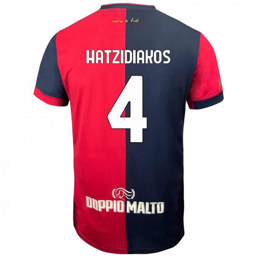 Niño Camiseta Pantelis Hatzidiakos #4 Rojo Azul Más Oscuro 1ª Equipación 2024/25 La Camisa Perú