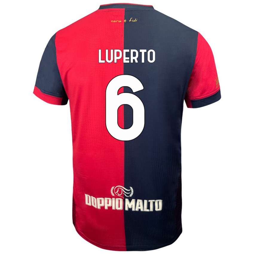 Niño Camiseta Sebastiano Luperto #6 Rojo Azul Más Oscuro 1ª Equipación 2024/25 La Camisa Perú