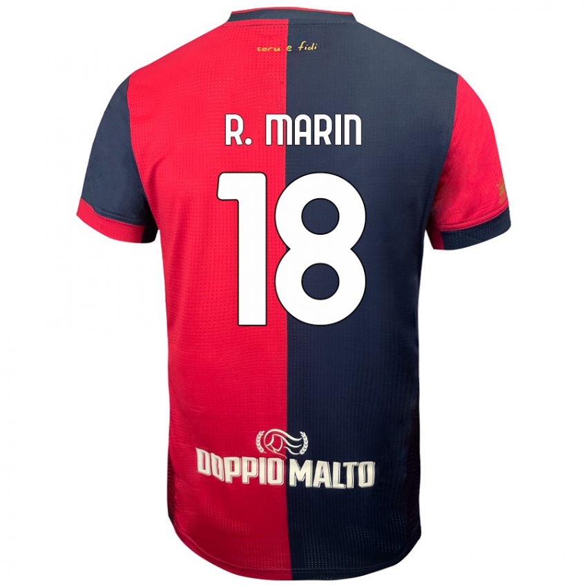 Niño Camiseta Răzvan Marin #18 Rojo Azul Más Oscuro 1ª Equipación 2024/25 La Camisa Perú