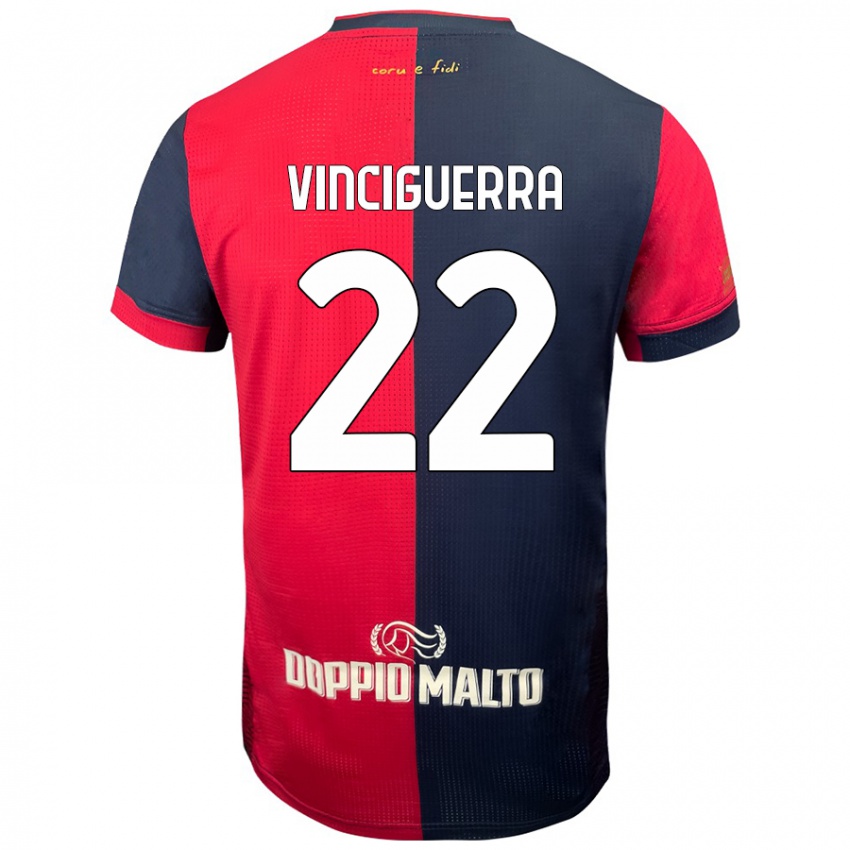 Niño Camiseta Alessandro Vinciguerra #22 Rojo Azul Más Oscuro 1ª Equipación 2024/25 La Camisa Perú