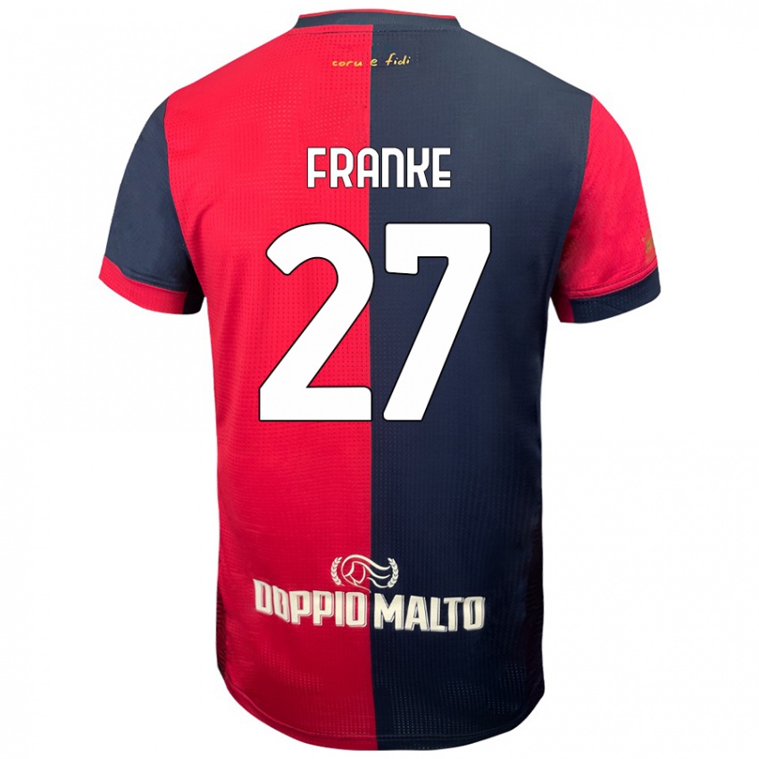 Niño Camiseta Antoni Franke #27 Rojo Azul Más Oscuro 1ª Equipación 2024/25 La Camisa Perú