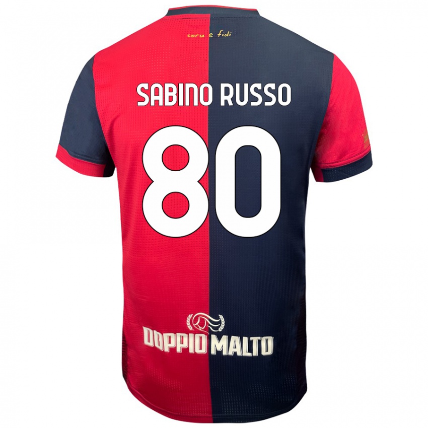 Niño Camiseta Alessandro Sabino Russo #80 Rojo Azul Más Oscuro 1ª Equipación 2024/25 La Camisa Perú