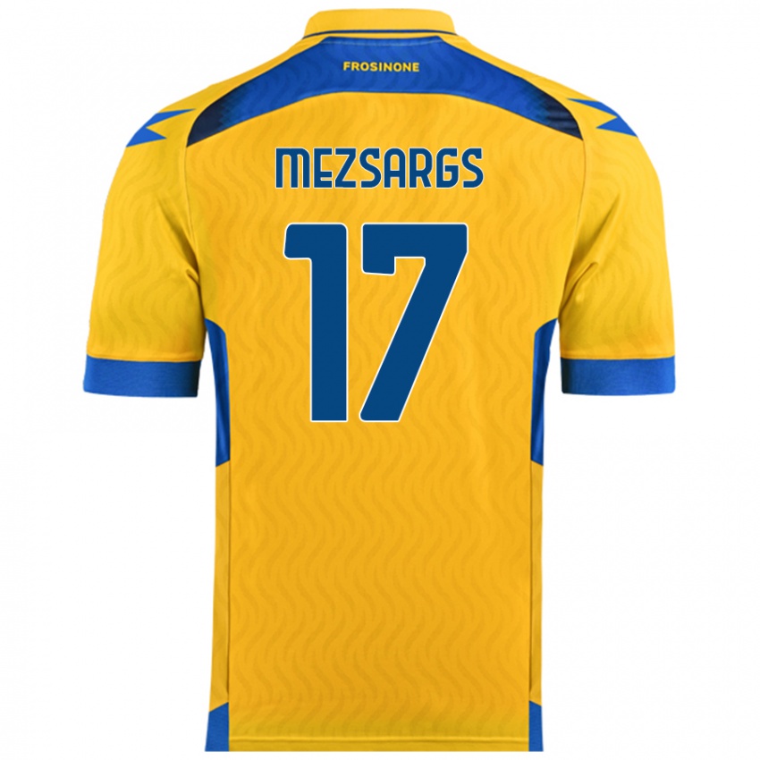 Niño Camiseta Kristians Mezsargs #17 Amarillo 1ª Equipación 2024/25 La Camisa Perú