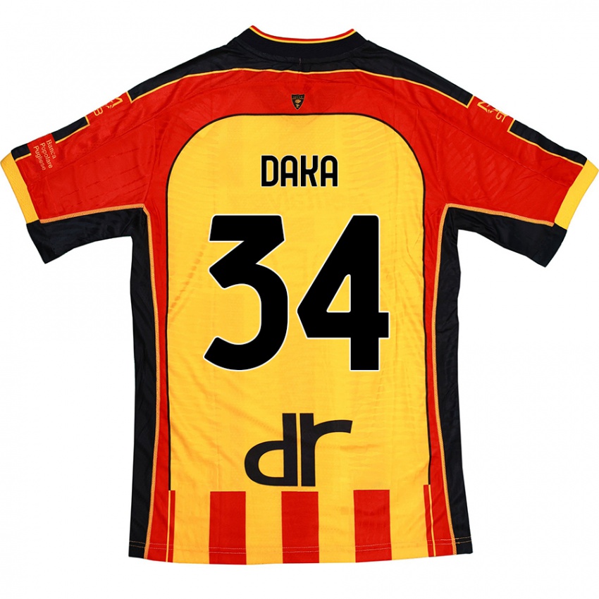 Niño Camiseta Dario Daka #34 Amarillo Rojo 1ª Equipación 2024/25 La Camisa Perú