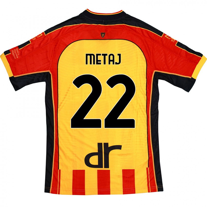 Niño Camiseta Dejvi Metaj #22 Amarillo Rojo 1ª Equipación 2024/25 La Camisa Perú