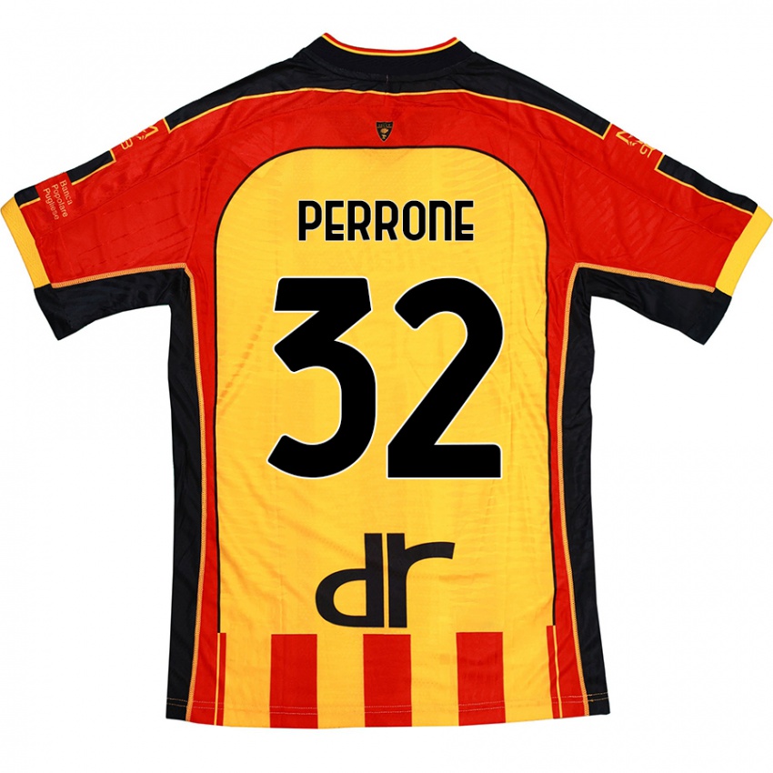 Niño Camiseta Samuele Perrone #32 Amarillo Rojo 1ª Equipación 2024/25 La Camisa Perú