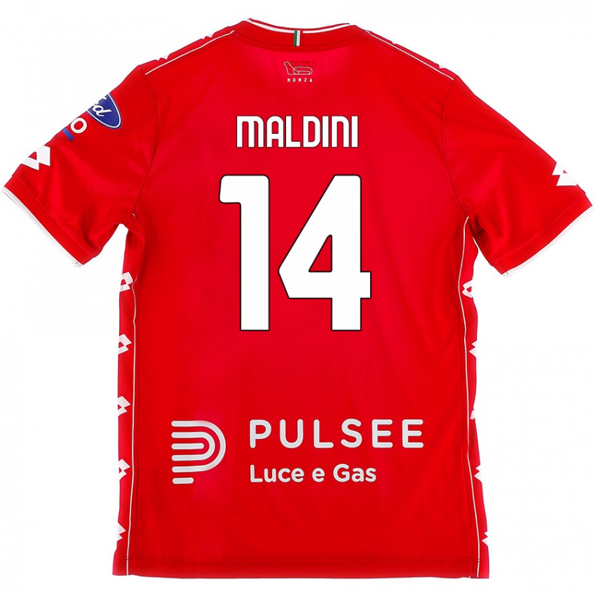 Niño Camiseta Daniel Maldini #14 Rojo Blanco 1ª Equipación 2024/25 La Camisa Perú