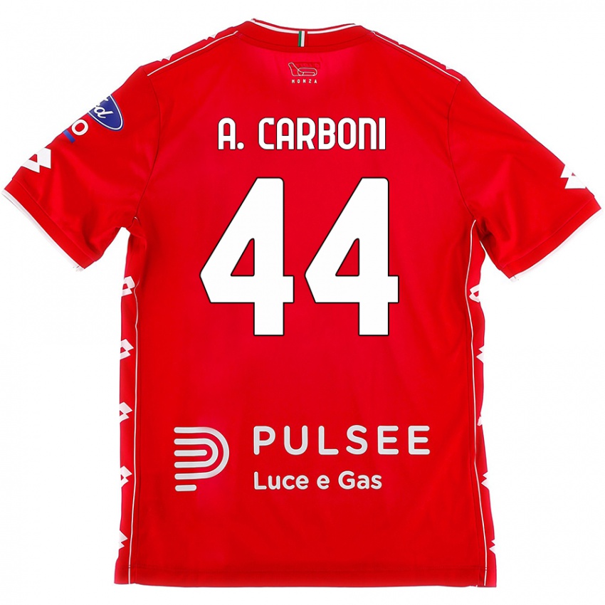 Niño Camiseta Andrea Carboni #44 Rojo Blanco 1ª Equipación 2024/25 La Camisa Perú