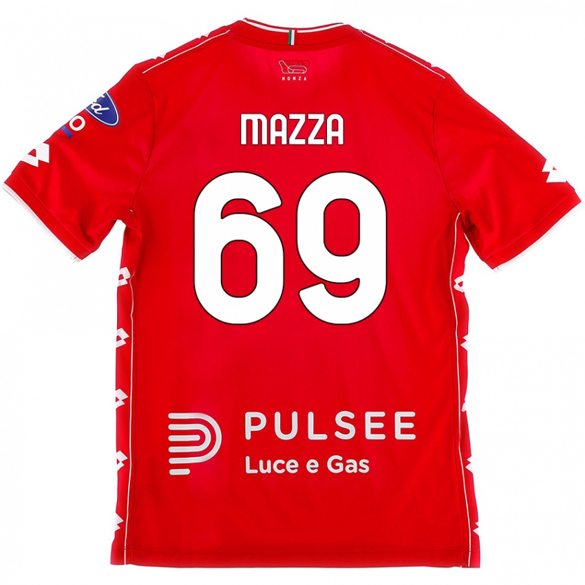 Niño Camiseta Andrea Mazza #69 Rojo Blanco 1ª Equipación 2024/25 La Camisa Perú