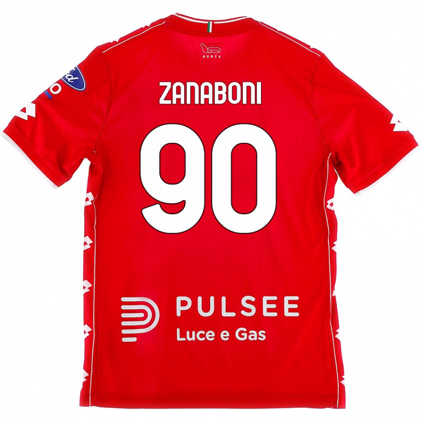 Niño Camiseta Emanuele Zanaboni #90 Rojo Blanco 1ª Equipación 2024/25 La Camisa Perú