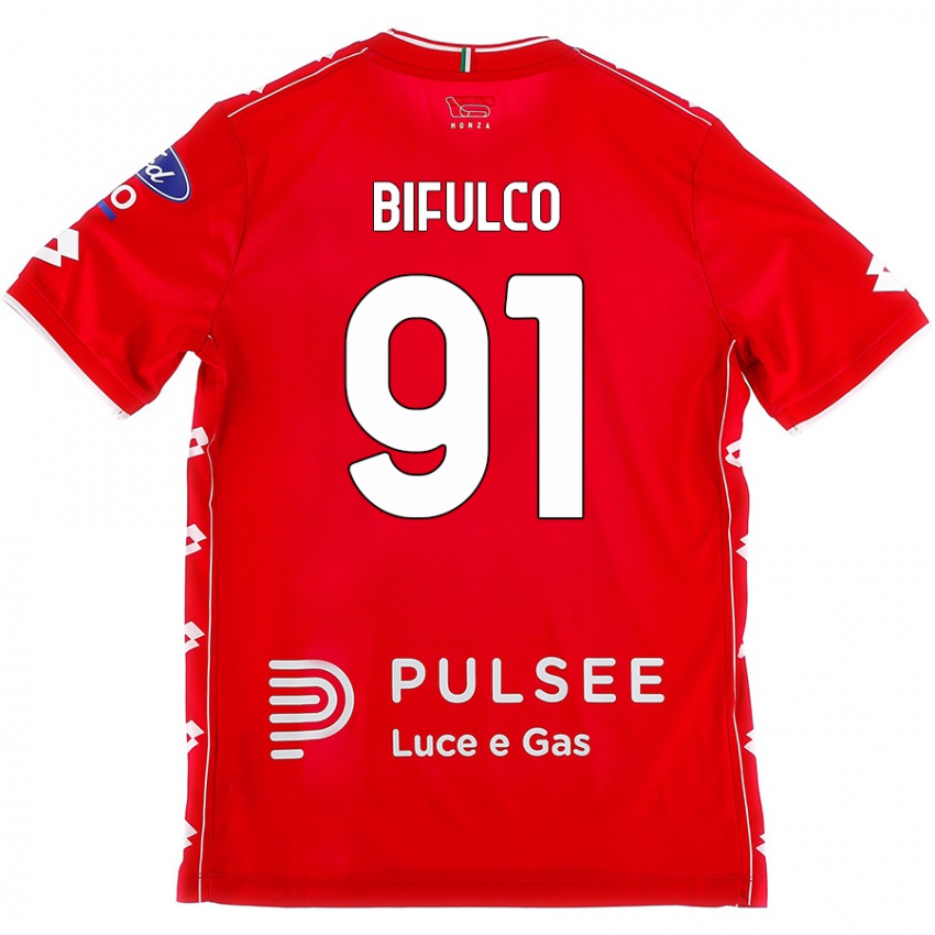 Niño Camiseta Davide Bifulco #91 Rojo Blanco 1ª Equipación 2024/25 La Camisa Perú