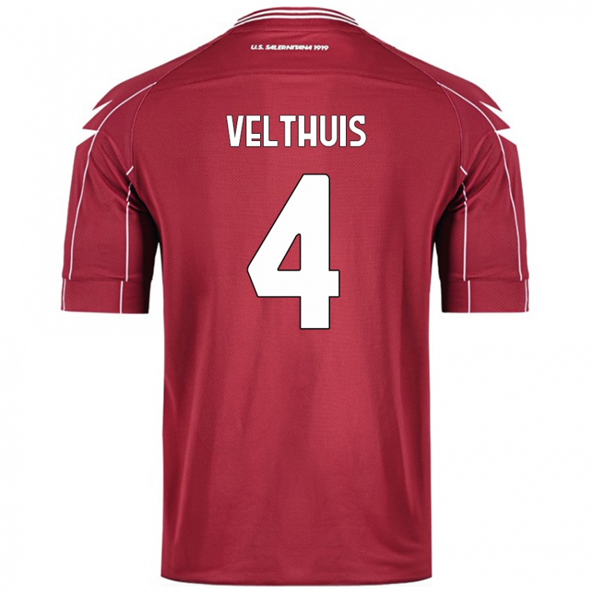 Niño Camiseta Tijs Velthuis #4 Borgoña 1ª Equipación 2024/25 La Camisa Perú