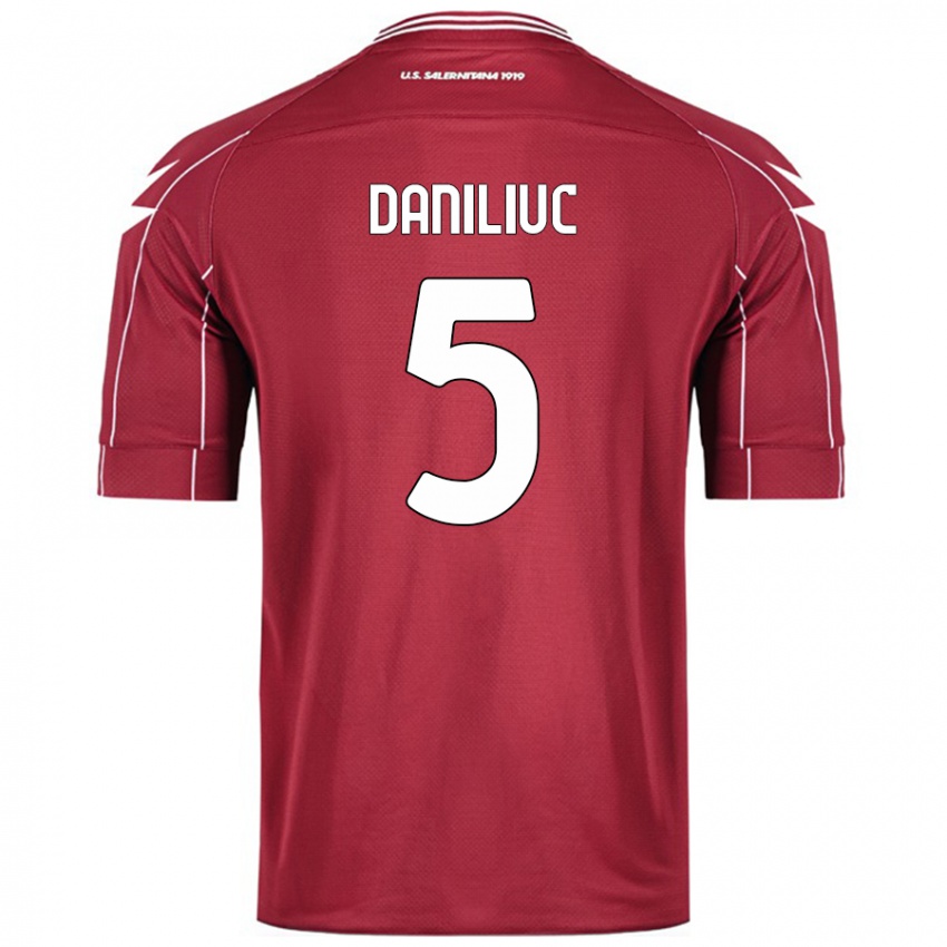 Niño Camiseta Flavius Daniliuc #5 Borgoña 1ª Equipación 2024/25 La Camisa Perú