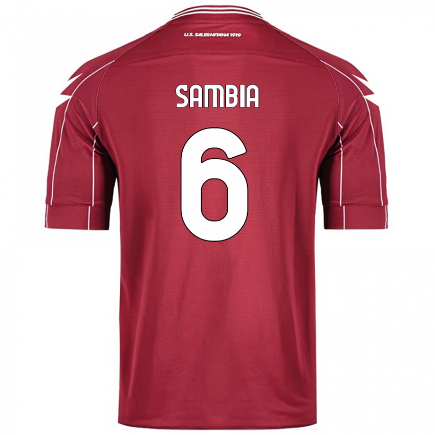 Niño Camiseta Junior Sambia #6 Borgoña 1ª Equipación 2024/25 La Camisa Perú