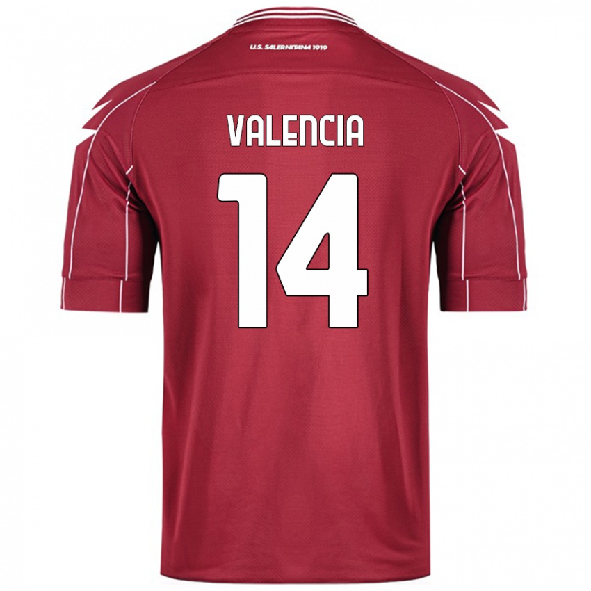 Niño Camiseta Diego Valencia #14 Borgoña 1ª Equipación 2024/25 La Camisa Perú