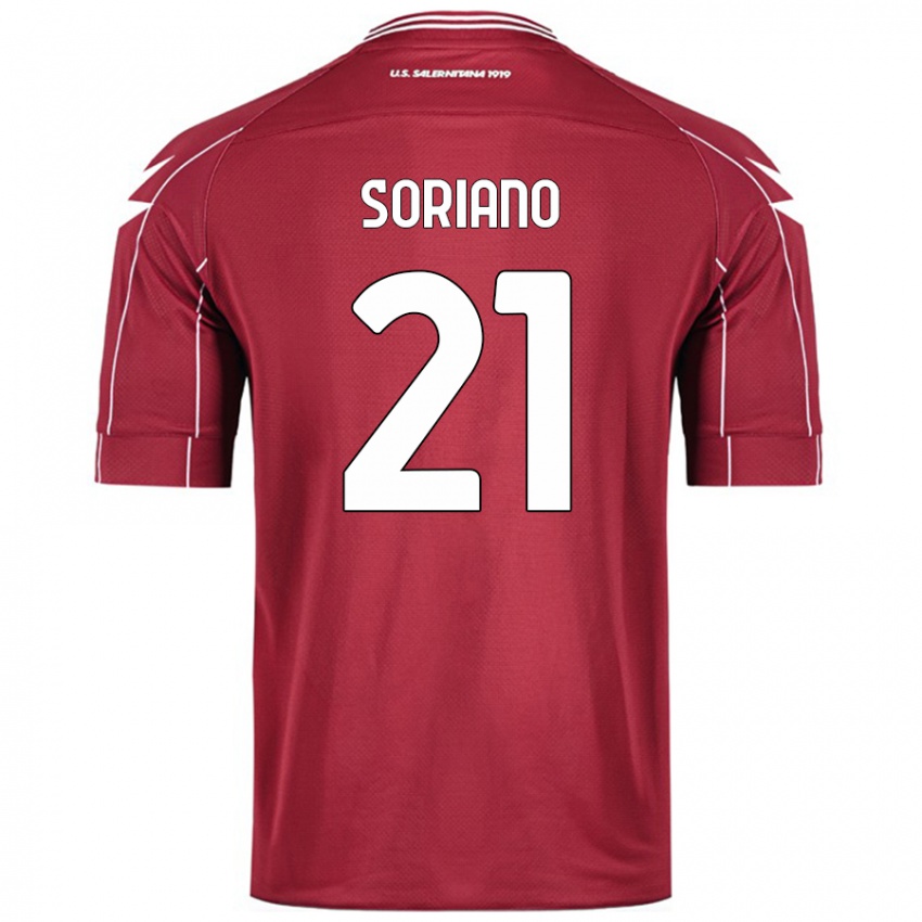 Niño Camiseta Roberto Soriano #21 Borgoña 1ª Equipación 2024/25 La Camisa Perú