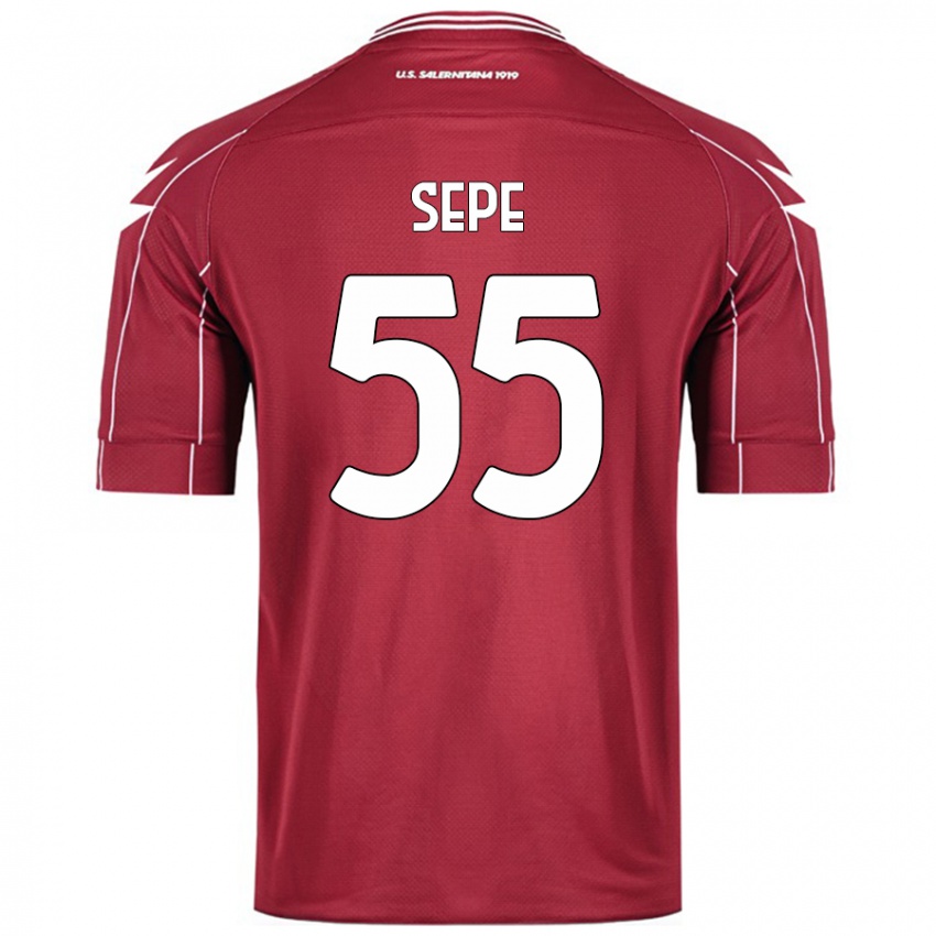 Niño Camiseta Luigi Sepe #55 Borgoña 1ª Equipación 2024/25 La Camisa Perú