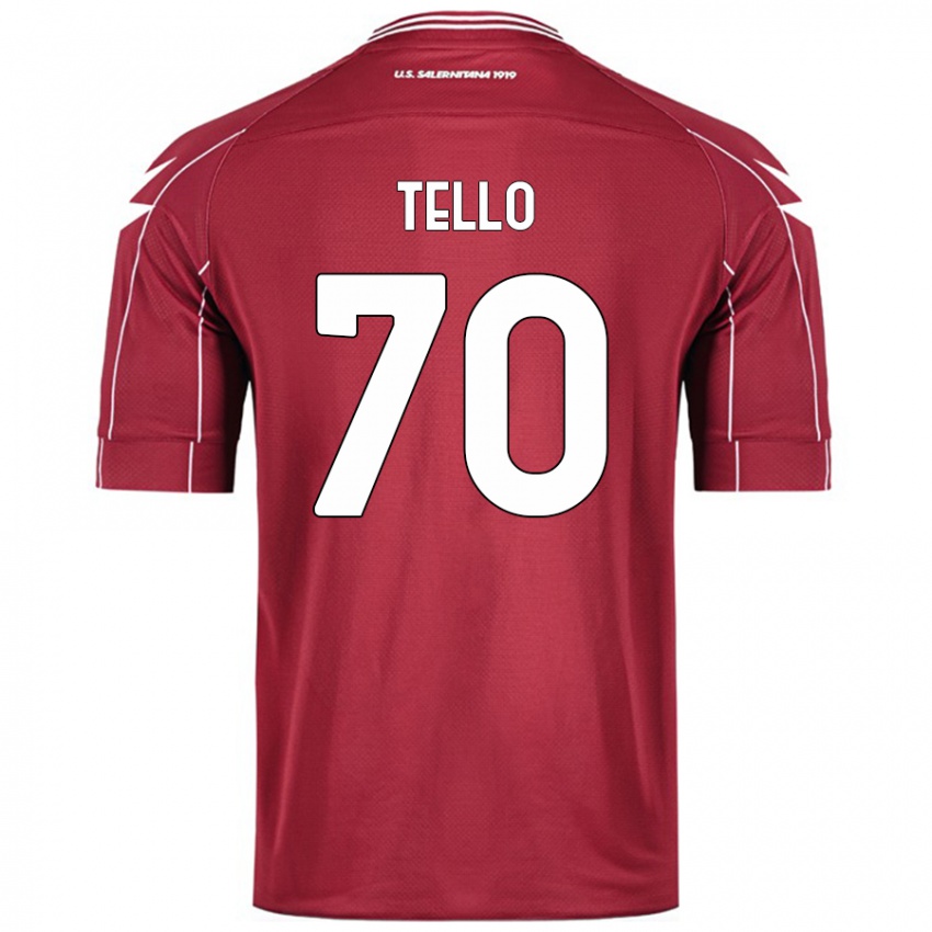 Niño Camiseta Andrés Tello #70 Borgoña 1ª Equipación 2024/25 La Camisa Perú