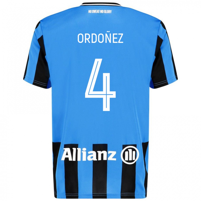 Niño Camiseta Joel Ordóñez #4 Azul Cielo Negro 1ª Equipación 2024/25 La Camisa Perú