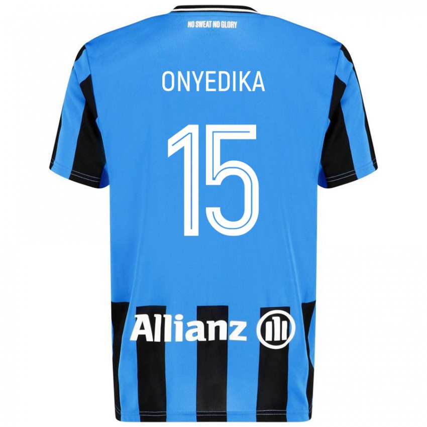 Niño Camiseta Raphael Onyedika #15 Azul Cielo Negro 1ª Equipación 2024/25 La Camisa Perú