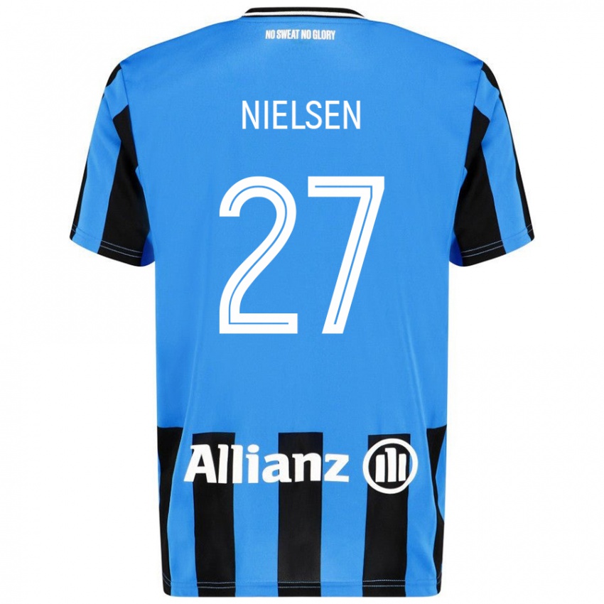 Niño Camiseta Casper Nielsen #27 Azul Cielo Negro 1ª Equipación 2024/25 La Camisa Perú