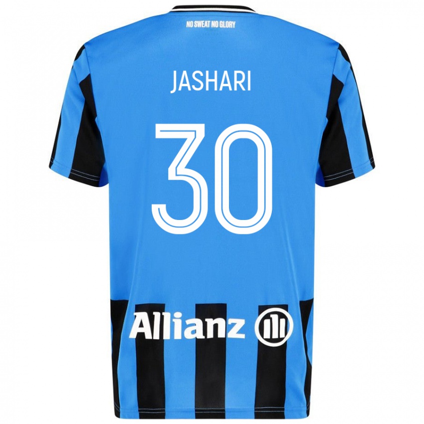 Niño Camiseta Ardon Jashari #30 Azul Cielo Negro 1ª Equipación 2024/25 La Camisa Perú