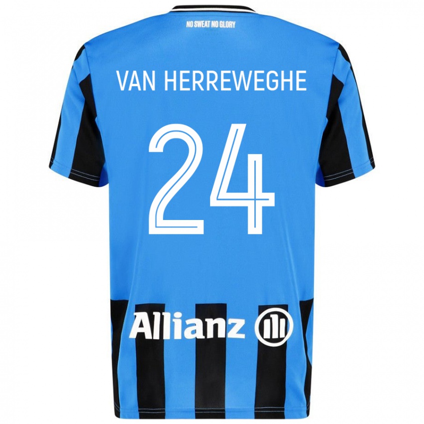 Niño Camiseta Febe Van Herreweghe #24 Azul Cielo Negro 1ª Equipación 2024/25 La Camisa Perú